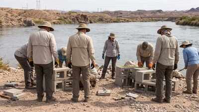 In May 2026, 20 volunteers built 200 artificial reef structures for the Colorado River, creating flow refugia intended to boost trout survival and reduce nuisance insect swarms