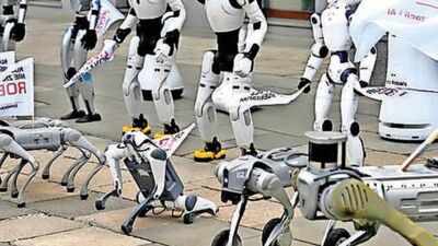 ‘Defend workplaces’: Protesting robots take to Warsaw streets to demand AI regulation