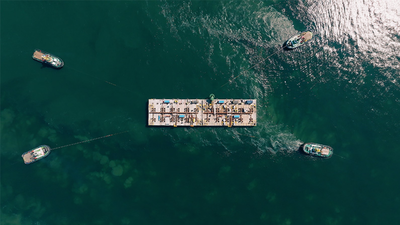 Belgium sank 23 concrete blocks weighing 22,000 tons each in the North Sea to build the world's first artificial energy island in a €7B project