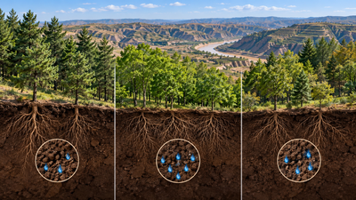 China planted three types of forests on the Loess Plateau; 18 years later, natural forests held 8% more soil moisture
