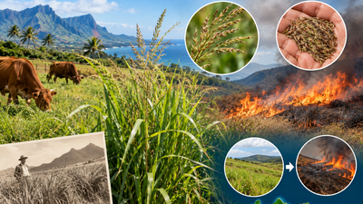 In 1883, Hawaii successfully introduced African Guinea grass for livestock feed; 143 years later, the 9-foot invasive grass can produce 9,000 seeds per plant and has a 0.89 fire-risk score