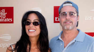 US Open women's final: Brad Pitt and Ines De Ramon attend the tennis match between Aryna Sabalenka and Elena Rybakina