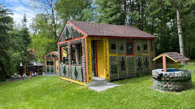 In 1973, Ontario teacher Hank Deverell built his wife a bottle house for her doll collection; about 25,000 glass bottles and 1,750 hours later, it became a roadside attraction