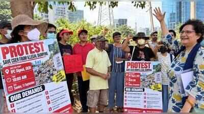 Hundreds protest against waste dumping along GCR Extension in Gurgaon
