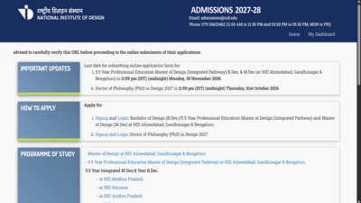 NID DAT 2027 registration begins for BDes, MDes programmes; check application fee and key dates