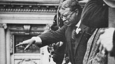 In 1901, Theodore Roosevelt rushed to Buffalo by train after McKinley died and took office in a friend's library; 125 years later, it is reenacted in the same room