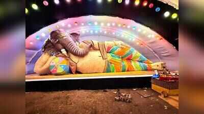 55-ft-long paper Ganesh idol in Dabha recreates Vishnu's reclining pose
