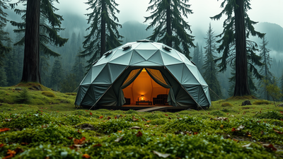 Scientists built a tent that generates electricity from rain, wind and human movement; one tap charged a capacitor to 5.8 volts