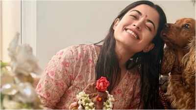 Rashmika Mandanna celebrates first Ganesh Chaturthi after marriage to Vijay Deverakonda, shares festive glimpse with Lord Ganesha and pet dog amid wrapping up ‘Ranabaali’ shoot