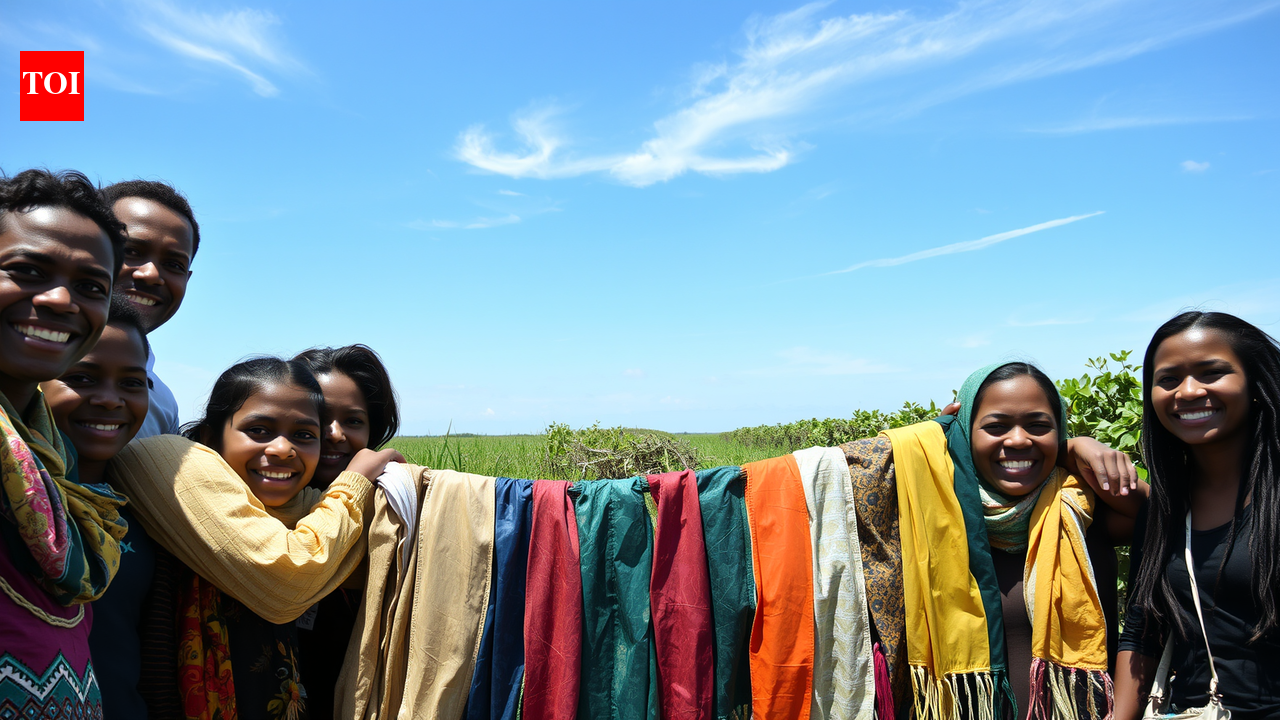 Plastic collected from mangroves became scarves in a village recycling effort