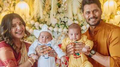 Sambhavna Seth and husband Avinash Dwivedi reveal twin babies’ names and faces on Ganesh Chaturthi; fans react