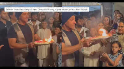 Salman Khan gets aarti direction wrong during Ganpati celebrations, sister Arpita Khan Sharma’s quick correction wins hearts online