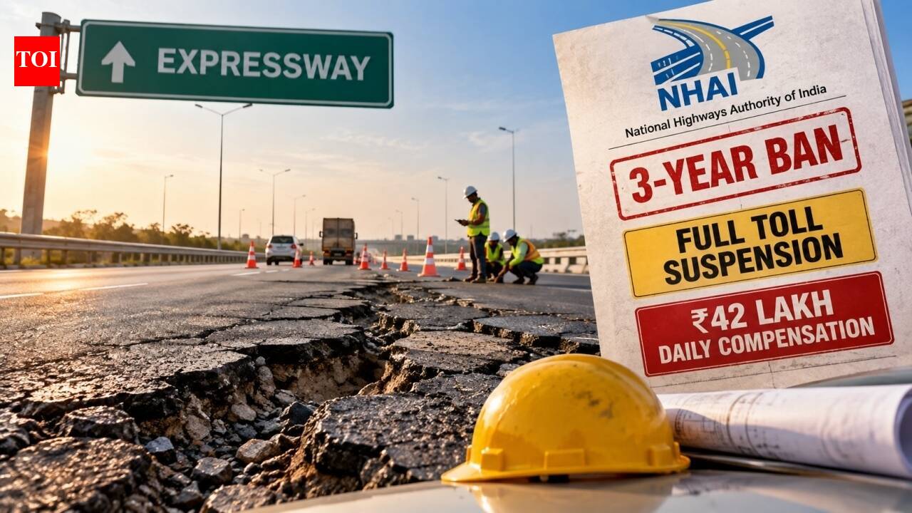 Expressway defects trigger 3-year NHAI ban, tolling suspended, Rs 42L penalty daily