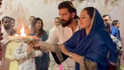 Sonakshi Sinha and Zaheer Iqbal share Ganpati aarti video from Arpita Khan’s house, switch off comments  amid past trolling