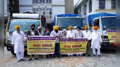 SGPC’s 4 truckload relief material arrives Kathmandu