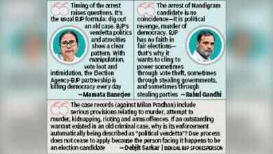 Didi candidate withdraws, cops arrest Cong Nandigram nominee