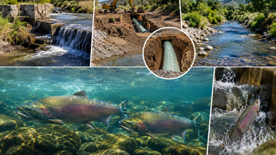 In 2025, California buried a gas pipeline 20 feet below Alameda Creek and removed its final 8-foot barrier; that same week, Chinook salmon reached this part of the watershed for the first time since the 1950s