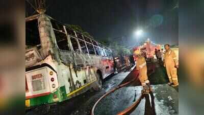 UPSRTC bus gutted after collision, no casualties