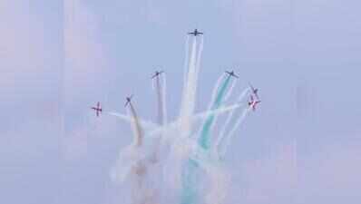 Suryakiran team’s 1st aerobatic show in Meerut sky