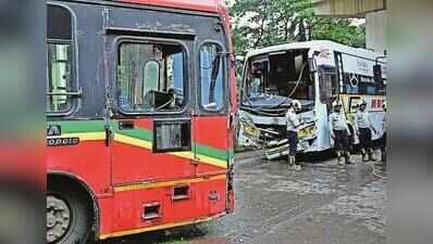 Fire erupts as BEST, tourist buses crash in Mulund; driver hurt