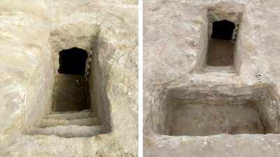 Egyptian archaeologists uncovered rare rock-cut tombs at an ancient Nile Delta site, with Roman camp remains found in the layers above