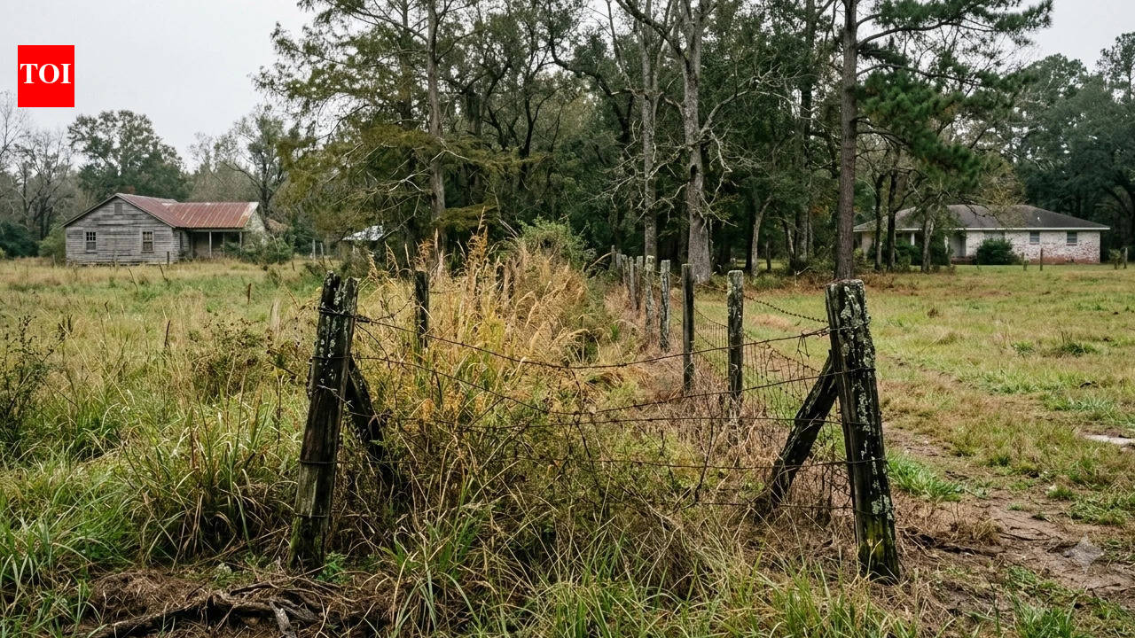 A 70-foot land dispute turned ugly as Louisiana neighbours traded signs, lights and a dead cow