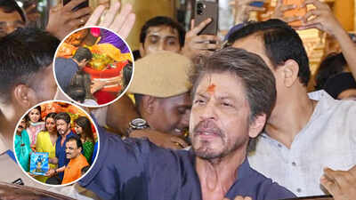 Shah Rukh Khan visits Lalbaugcha Raja with Gauri Khan and Suhana Khan to seek Lord Ganesh's blessings; joins evening aarti - Video