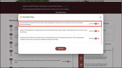 SSC CHTE 2026 Paper-I answer key out at ssc.gov.in: Direct link and objection rules