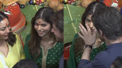 Shah Rukh Khan and Gauri Khan get protective towards daughter Suhana after vermilion spreads on her face during Ganesh darshan at Lalbaugcha Raja- watch