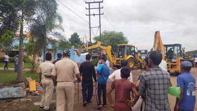 Eviction drive along NH- 16 to remove encroachments