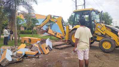 Eviction drive along NH- 16 to remove encroachments