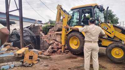 Eviction drive along NH- 16 to remove encroachments