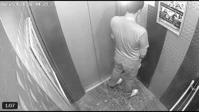 Foul smell leads to shocking discovery: Man caught urinating inside Ghaziabad lift, CCTV goes viral