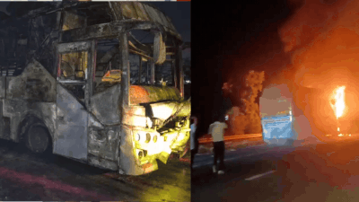 9 dead after moving bus catches fire on Yamuna Expressway near Noida airport