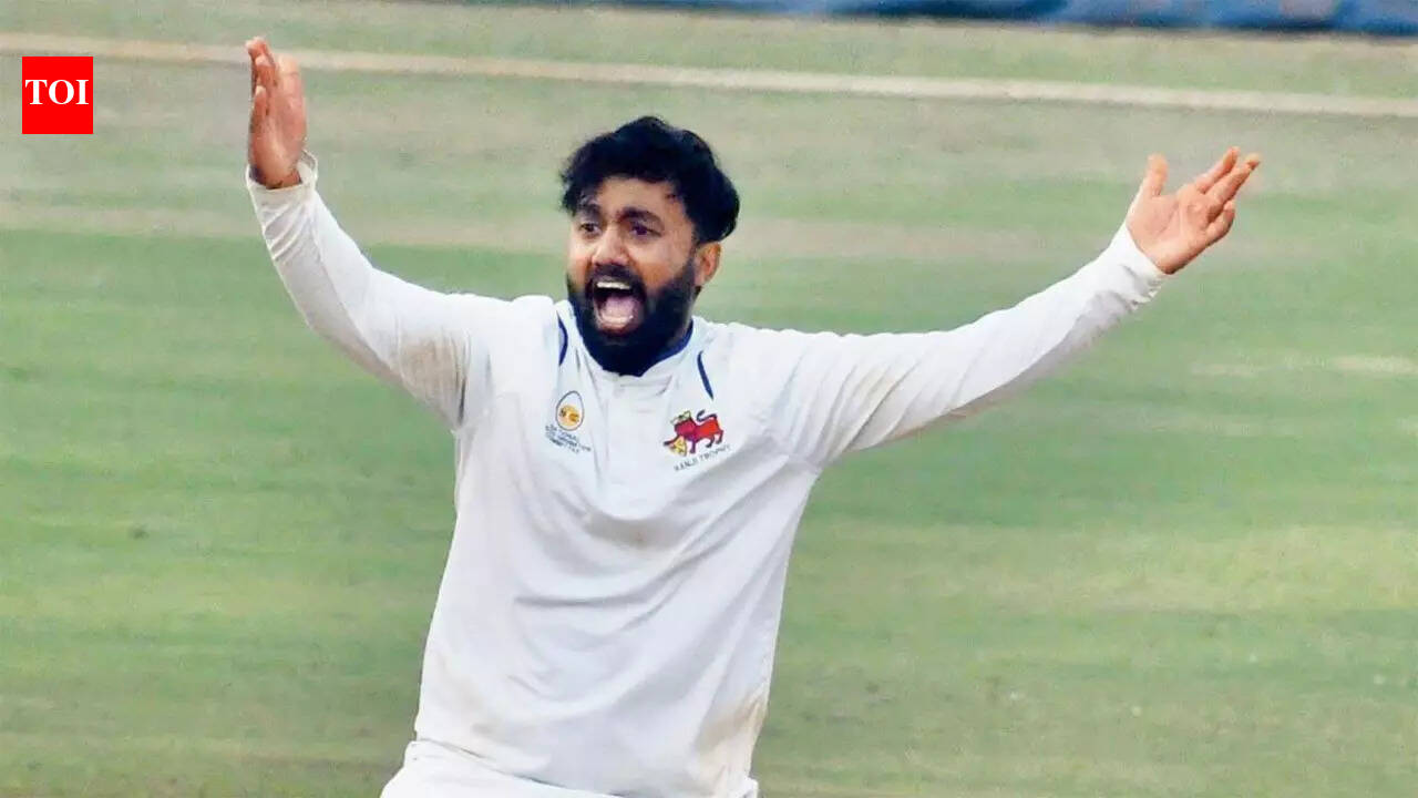 Shams Mulani bowling for India A against Australia A