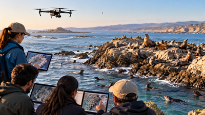 In 2019, California researchers used 1,500 volunteers to count seals and sea lions from drone images; 11 repeated counts improved accuracy
