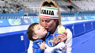 18 months after giving birth, Francesca Lollobrigida broke an Olympic record; then skated straight into her toddler's arms