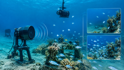 Scientists play reef sounds through underwater speaker in Hawai‘i; cameras record 4 to 14 times more baby fish at treated site