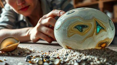 London designer turns waste mussel shells and local Thames sand into glass; wins £10,000 Design Museum prize