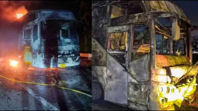 Noida bus fire: Families struggle to identify charred bodies, use anklet, other clues; 6 named