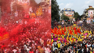 Pune bids farewell to Bappa as Manache Ganpati lead visarjan procession