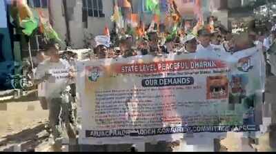 Arunachal Congress unit protests in Itanagar over vote theft