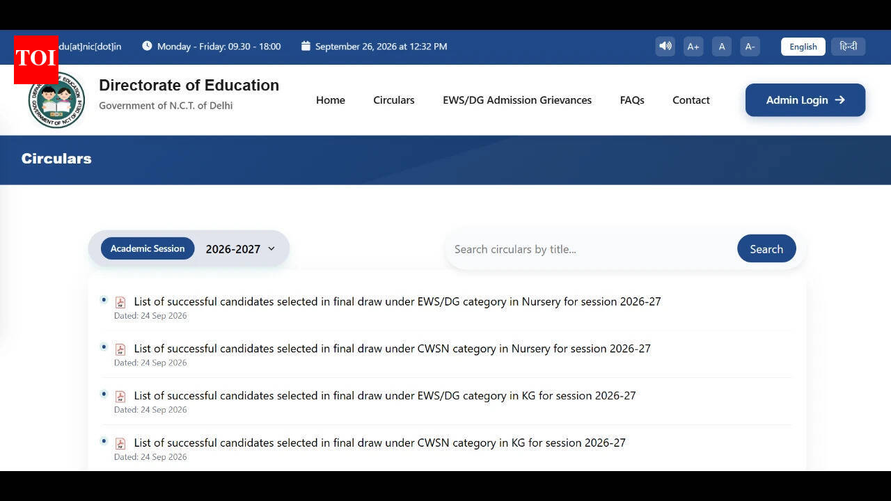 Delhi EWS, DG, CWSN admission 2026 final lottery result released: Check ...