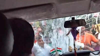 Watch: Eggs hurled, car window smashed as Kunal Ghosh heads to Mamata rally