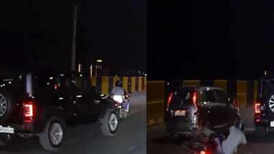 Thar swerves through traffic, hits bike near Dwarka Expressway; 2 injured