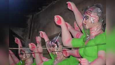 Rain hits work of Durga idol artisans