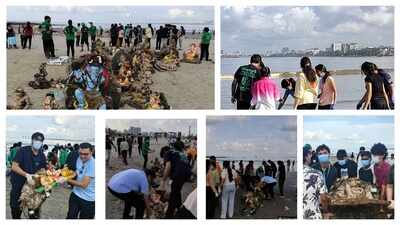 Post-festival cleanup effort: Students unite for beach clean-up: 207 kg of waste removed after Ganesh Visarjan