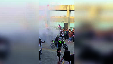 Hot wheels showcase turns into stunt show on riverfront