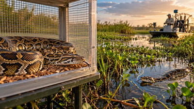 Scientists test captive female Burmese pythons as lures in Florida’s Everglades, but the experiment fails to increase wild python detections