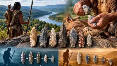 Archaeologists studied about 500 Ice Age spear points from the Tennessee River Valley; 13,200-year-old Clovis hunters resharpened theirs more than later Cumberland people, suggesting newcomers managed risk differently